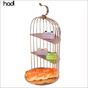 Catering süslemeleri asılı paslanmaz çelik birdcage kek standı, kuş kafesi öğleden sonra çay standı, 3 katlı kuş kafesi kek standı - Product Image 4