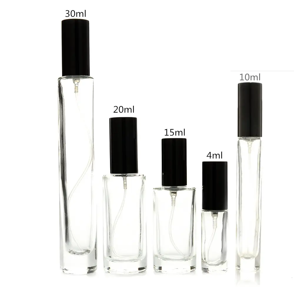 Garrafa spray de perfume de vidro redondo, 4ml, 10ml, 15ml, 20ml, 30ml
