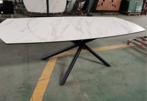 Di alta qualità Importato Colorato di Ceramica incrociate <span class=keywords><strong>Temperato</strong></span> di <span class=keywords><strong>Vetro</strong></span> Girevole <span class=keywords><strong>Tavolo</strong></span> Da Pranzo allungabile con 4 gambe in metallo - Product Image 5