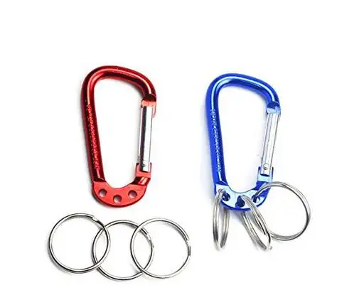 Multifunction Clip Hook Keychain  Assorted Colors Spring Snap Hook Rings Alloy Buckle with 3 Key Rings for Outdoor Carabiners