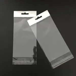 Sac transparent OPP à impression personnalisée, pochette Poly adhésive avec carte de tête, sac de téléphone portable à fermeture éclair