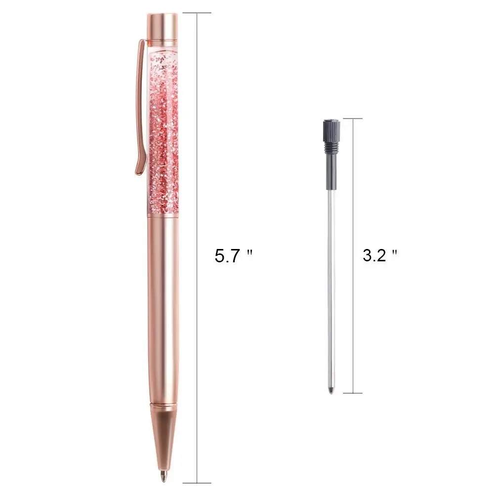 Красивая металлическая шариковая ручка розово-красного цвета с плавающей жидкостью из золотой фольги