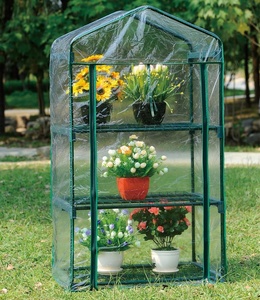 Serra a più livelli per giardinaggio esterno con copertura con cerniera e ripiani <span class=keywords><strong>in</strong></span> metallo per la coltivazione di ortaggi e fiori - Product Image 4