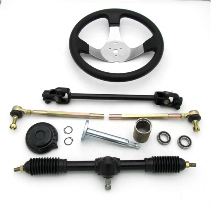 110cc Go Kart Steering Wheel Assembly Set With Tie Rod Rack Adjustable