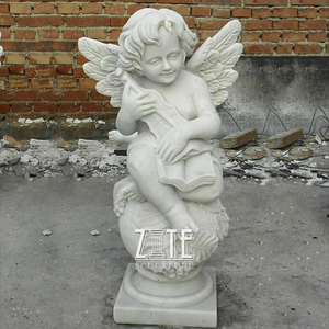 Monumento di angelo tomba di angelo statua in pietra di marmo classico - Product Image 5