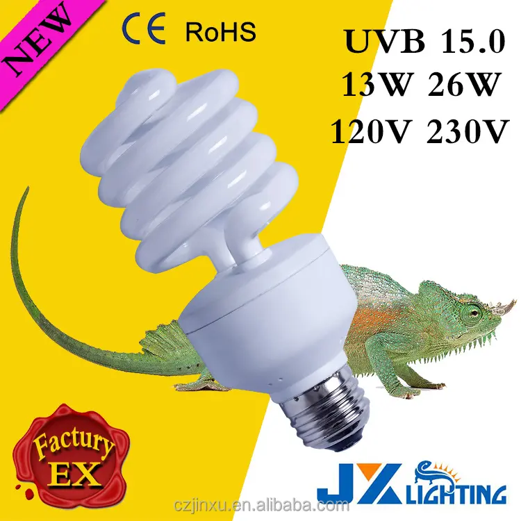 Reptil lámpara ahorro de energía UVB 10.0 fortalecer fluorescente compacta 13 W 26 W E27 120 v 240 v nuevos productos