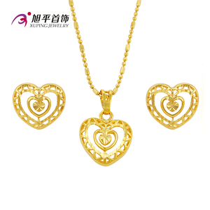 <span class=keywords><strong>Xuping</strong></span> 24K color <span class=keywords><strong>oro</strong></span> al por mayor forma de corazón estilo romántico set de joyas aretes y pendiente para mujeres - Product Image 6