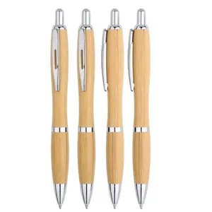 Promotion Friendly Wood Ball Pen chrome parts Customized Logo eco bamboo ballpoint pen