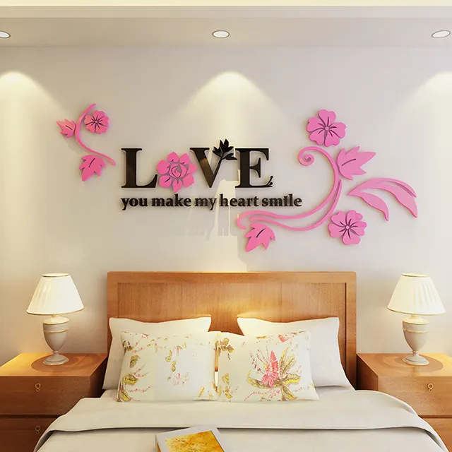 Acrylic 3D Wall Stickers home decor creative decals living roomhome wall sticker flower vine