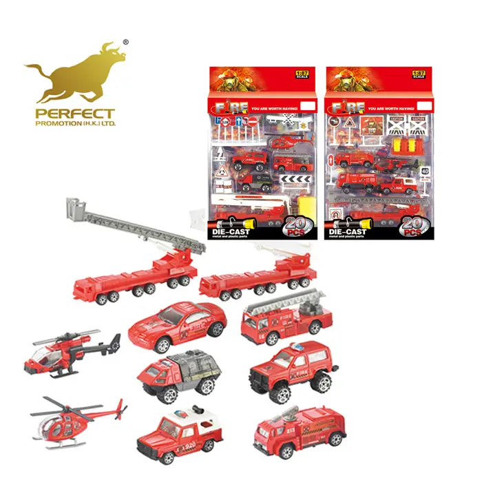 1/87 diecast fire engine truck metal play set toy for kids