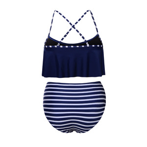 Plage d'été Chaude Marine Haut et <span class=keywords><strong>Bas</strong></span> Rayé <span class=keywords><strong>Taille</strong></span> <span class=keywords><strong>Haute</strong></span> Maillots <span class=keywords><strong>De</strong></span> <span class=keywords><strong>Bain</strong></span> femmes sexy maillots <span class=keywords><strong>de</strong></span> <span class=keywords><strong>bain</strong></span> en gros - Product Image 6