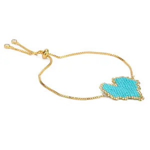 Delle donne di modo nuovo di disegno semplici semi di perline tessuto modello a forma di cuore in oro catena di perline fatti a mano braccialetti per le ragazze