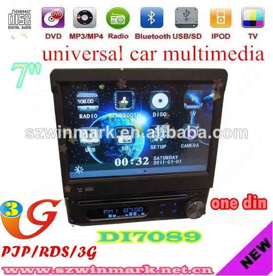 BT/Radio/TV/DVD/SD/USB/IPOD/RDS/TMC/PIP/3GなどDI7089と7インチ1 DINの普遍的な車のマルチメディア