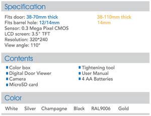 Bán hàng nóng dài Pin sử dụng hình ảnh và video dẻo dai kỷ lục kỹ thuật số Door <span class=keywords><strong>Viewer</strong></span> - Product Image 2