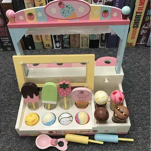 Juego de cocina de madera para niños, juego de cocina de madera para niños, juego de helados para madres