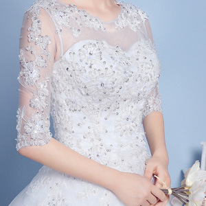 2020 Stock di casa corea stile estivo gonna <span class=keywords><strong>da</strong></span> sposa Glitter decorare mezza manica ricamata <span class=keywords><strong>abiti</strong></span> lunghi <span class=keywords><strong>da</strong></span> <span class=keywords><strong>damigella</strong></span> - Product Image 5