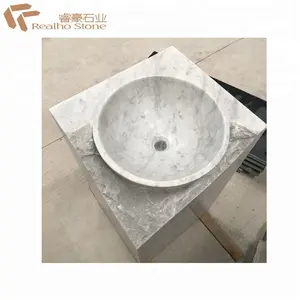 Natürliche Stein Carrara Weiß Marmor Predestal Freistehenden Waschbecken