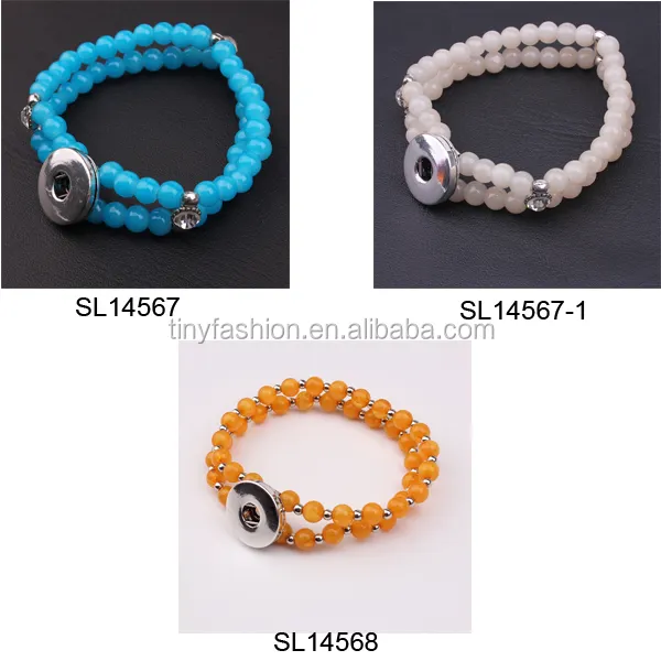 Yiwu Schmuck Fabrik Trendy Stapeln Multicolor Perlen Kristall Armband Snap Auf Tasten DIY Armband Ingwer Snap Schmuck