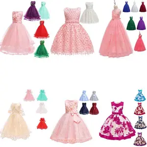 wholesale 2018 formal european frock design children party flower princess floral boutique kids clothing girl dresses