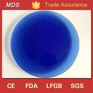 Ronde <span class=keywords><strong>cuisine</strong></span> <span class=keywords><strong>Japonaise</strong></span> ondulé bleu chargeur <span class=keywords><strong>plaque</strong></span> en verre - Product Image 1