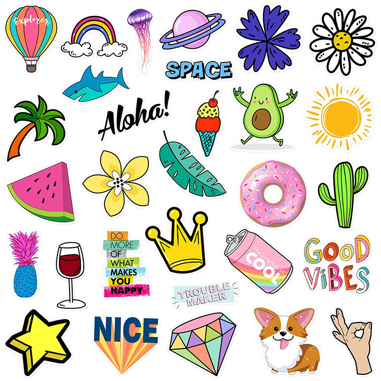 100 шт., виниловые водонепроницаемые наклейки для ноутбука и автомобиля