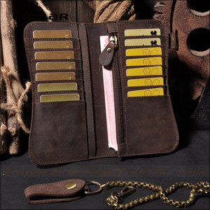 Retro <strong>UK</strong> New Design <strong>Men</strong> RFID Chain Crazy Horse Biker Phone Zipper Bag Genuine <strong>Leather</strong> Travel Long <strong>Wallet</strong> - Product Image 5