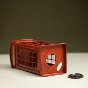 Modèle de cabine téléphonique rouge de Londres, artisanat en métal, tirelire rétro, boîte cadeau d'anniversaire, accessoires de décoration vintage pour la maison - Product Image 6