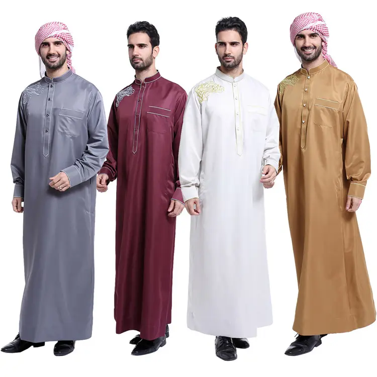 Высокое качество Мужские арабский халат/Тауб/jubah хлопок Ближний Восток МУЖЧИНЫ Thobe Исламская одежда