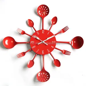 creative nordic Luxury living room home design 3D digital Home Decoration Modern kitchen clock wall clocks with spoon and fork