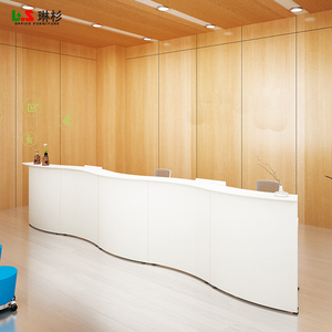 Waiting Area Office Furniture White 5M <strong>Curved</strong> Modern Design <strong>Reception</strong> Counter Desk - Product Image 1