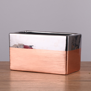 Gorgeous Design Silver Gold Plating <strong>Rectangle</strong> Wedding Decoration Ceramic Large Wholesale <strong>Plant</strong> <strong>Pots</strong> - Product Image 3