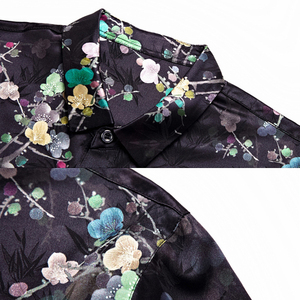2019 <span class=keywords><strong>noms</strong></span> de marque nouveau style hommes chinois tissé chemises en soie impression chemise chemise à Fleurs - Product Image 4