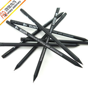 Großhandel Schulbedarf Schwarze Holzbleistifte mit Radiergummi-Aufsatz Individuelles Logo Matt Komplett Schwarz Werbe-HB-Bleistifte - Product Image 4