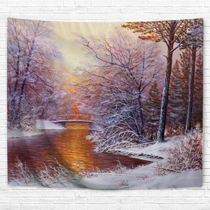 Лесной речной пейзаж настенный гобелен богемная Мандала хиппи гобелен из 100% полиэфирной ткани тканый с принтом OEM простой WK AUBUSSON - Product Image 3