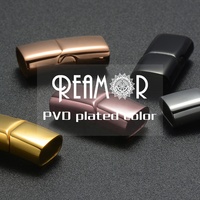 REAMOR 12*6mm/10*5mm 316l स्टेनलेस स्टील चपटा सीट बेल्ट लगा लो आभूषण निष्कर्ष काले मजबूत चुंबकीय अकवार चमड़े के कंगन बनाने के लिए