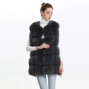 Wholesale Fashion Winter Real Fox Fur Vest Autumn Winter Women Genuine Fox Fur Gilet Custom Lady Casual Waistcoat Fox