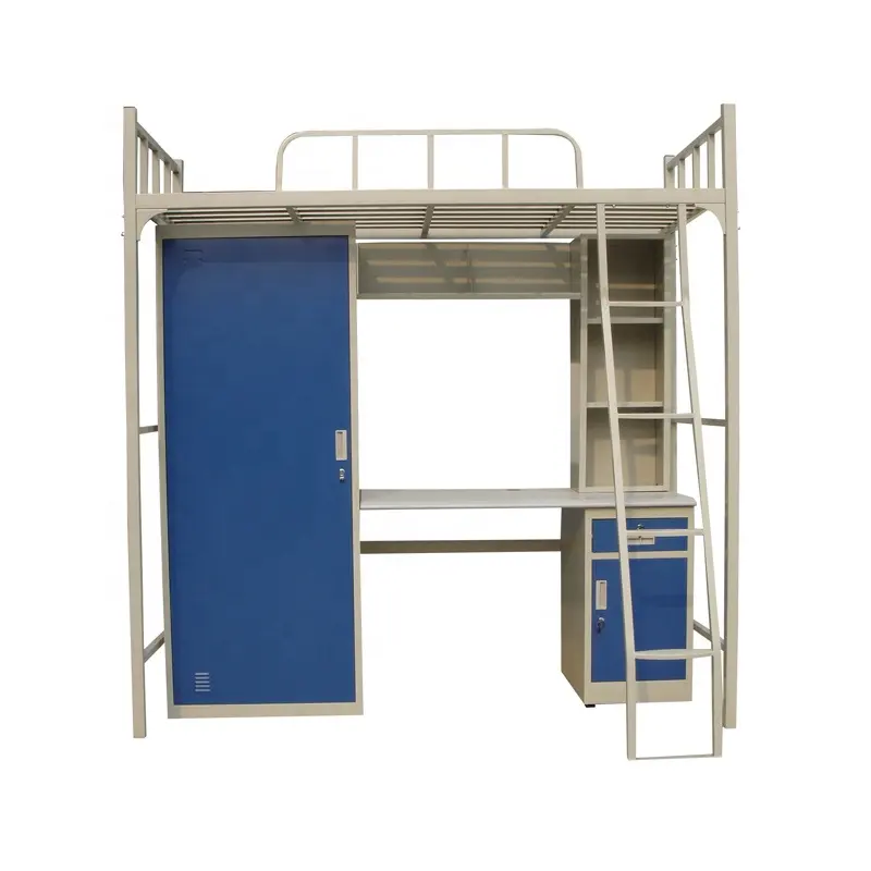 Metal Dorm Students Bunk Beds Steel Bunk Bed with Desks and Lockers