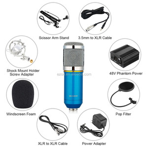 ไมโครโฟนคอนเดนเซอร์ BM-800 แบบ USB + จ่ายไฟ <span class=keywords><strong>Phantom</strong></span> + สายเคเบิล + ตัวกรองเสียงป้องกันลม + ได้รับการรับรองมาตรฐาน CE สำหรับการออกอากาศวิทยุ - Product Image 2