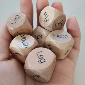 20mm Natuurlijke Houten Body Game Fun Dice, Zintuiglijke Dobbelstenen Familie Spel Dobbelstenen