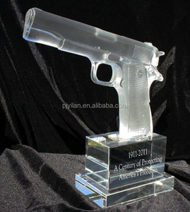 Grosir Model 3D Kristal Pistol Kristal Bening Desain Modis untuk Perlengkapan Hobi Koleksi