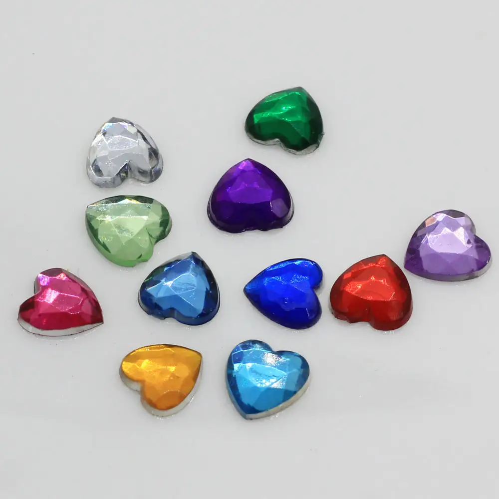 10000Pcs/Bag 6MM Assorted Colors Flatback Heart Rhinestones Flat Back Acrylic Heart Rhinestone Gems