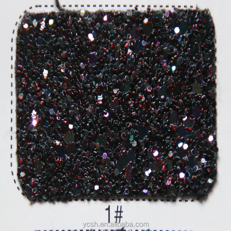 Black Chunky 0.8mm Pu Glitter Leather For Making Women Shoes Bags