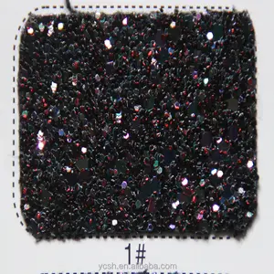 Black chunky 0.8mm pu glitter leather for making women shoes,bags