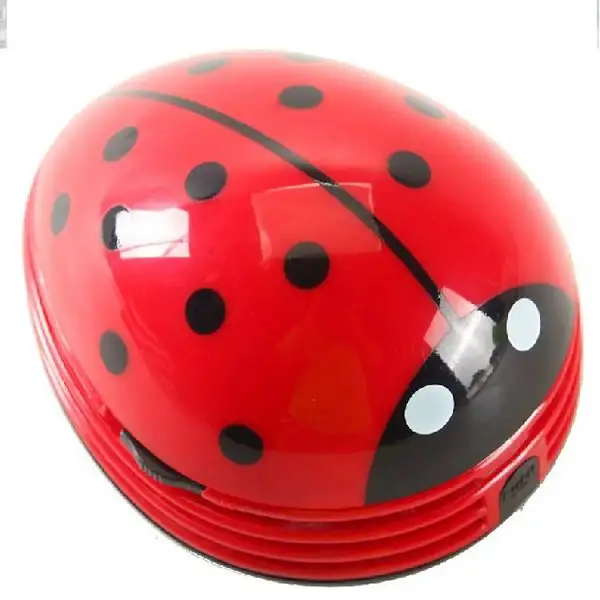 AY-3221 Lovely Cartoon Ladybug Shaped Mini Dust Collector Mini Desktop Keyboard Coffee Table Vacuum Cleaner for Home Office Hous
