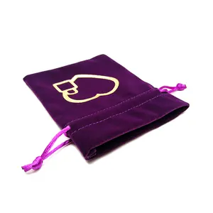 Small Suede Velvet Luxury Jewelry Drawstring Pouch With Custom Logo