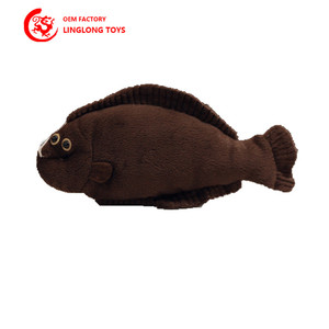 Factory Cartoon <strong>Plush</strong> <strong>Flounder</strong> <strong>Toy</strong> for Children Dark Brown Built-in Sound Children Doll Custom Marine Animals Fish Dolls - Product Image 1