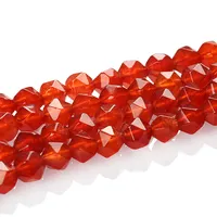 Manik-manik Batu Segi Berlian 8Mm, Manik Giok Merah Dicelup, Manik-manik Batu Permata Longgar untuk Membuat Perhiasan