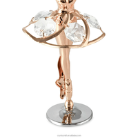 Crystocraft Vente en gros Statue de danseuse de ballet plaquée or rose, cristaux taillés brillants, figurine en cristal, cadeau, objet d'art populaire, objet de collection