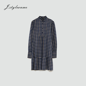 Casual manches longues plaid femmes chemise robes - Product Image 6