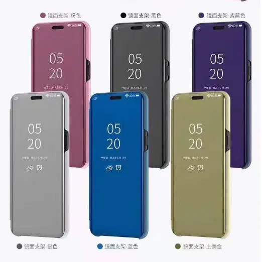 Maange-coque de maquillage multifonction, transparente, à fenêtre translucide, support intelligent à rabat, étui pour Samsung S8 S9 S10/Note 8 9 10/M10/M20